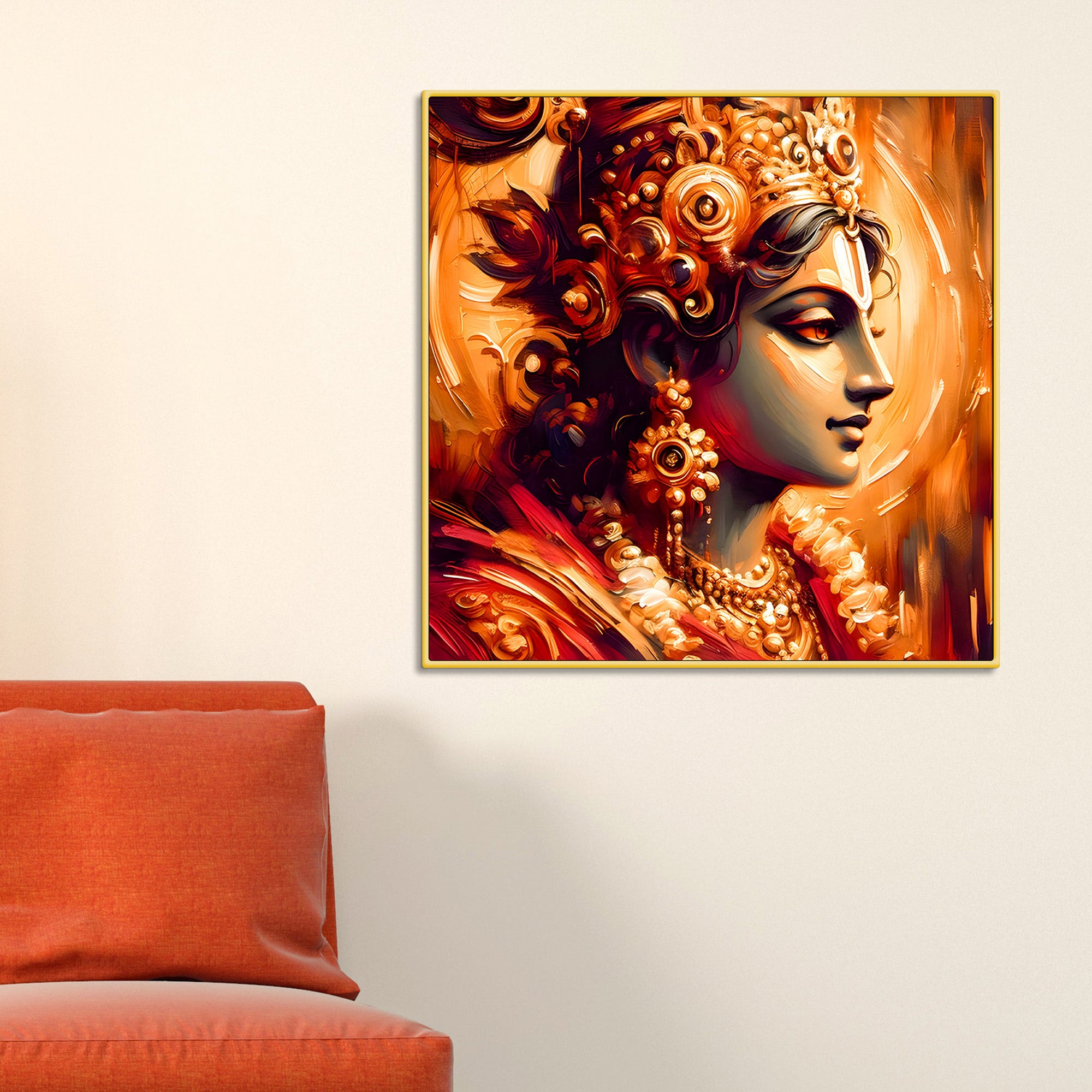 Elegant Lord Krishna Portrait Canvas Wall Painting for Living Room