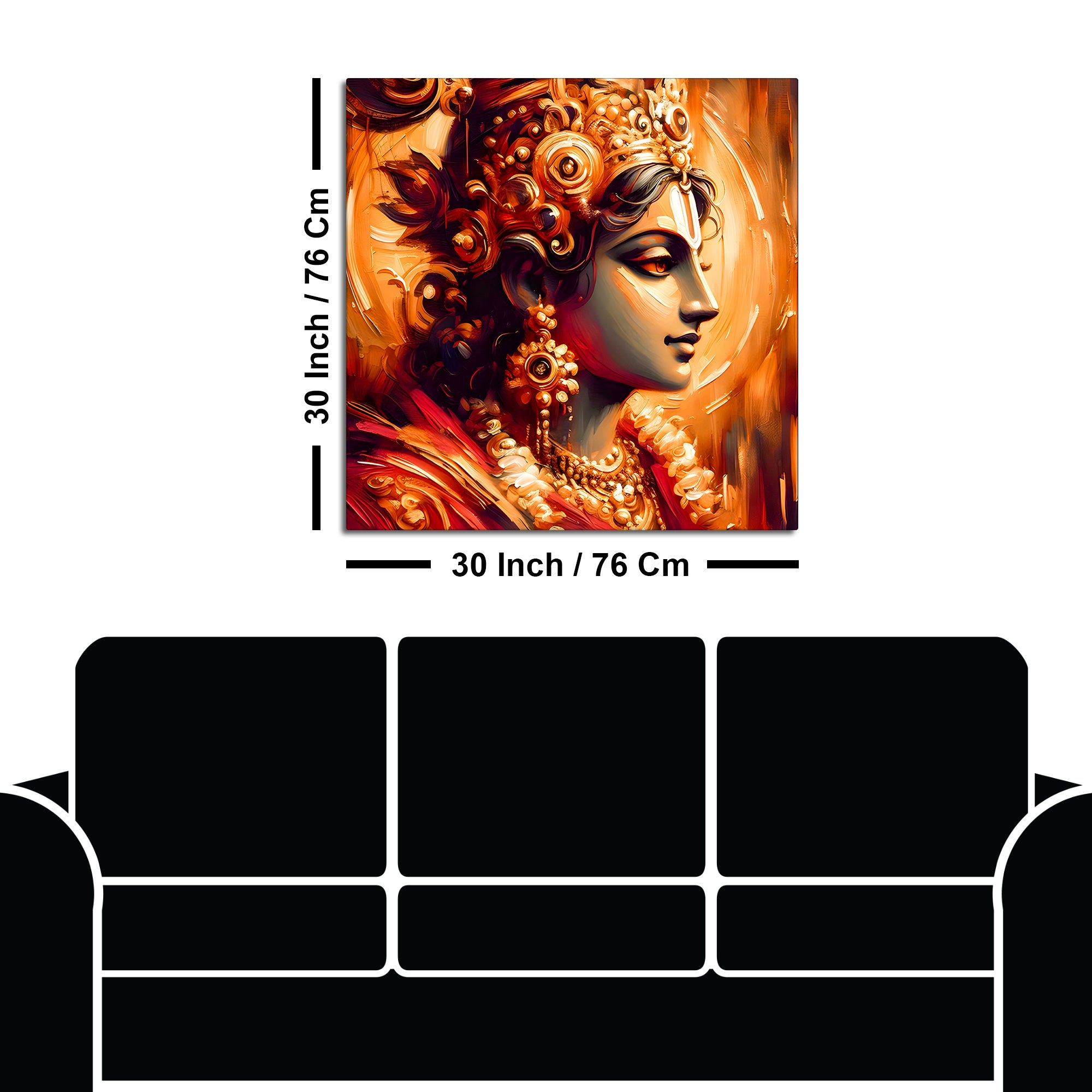 Elegant Lord Krishna Portrait Canvas Wall Painting for Living Room