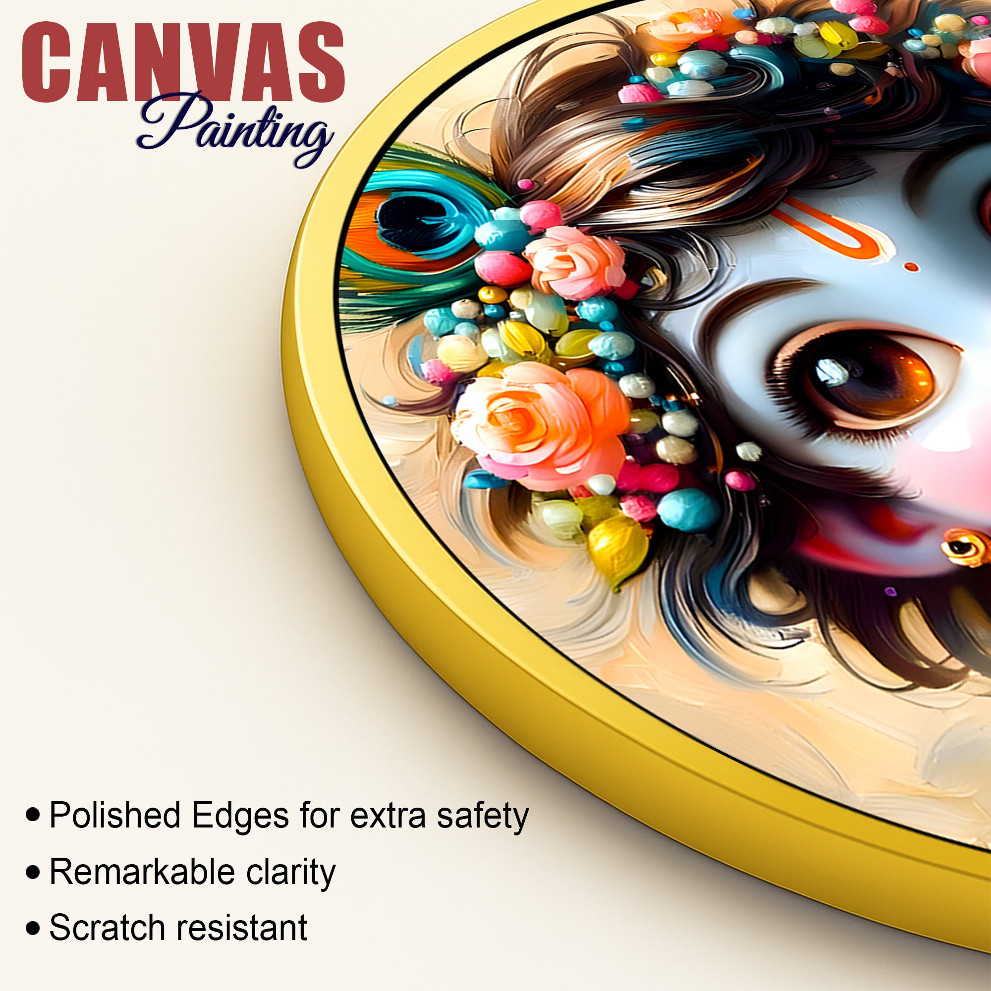 Elegant Lord Krishna Round Painting