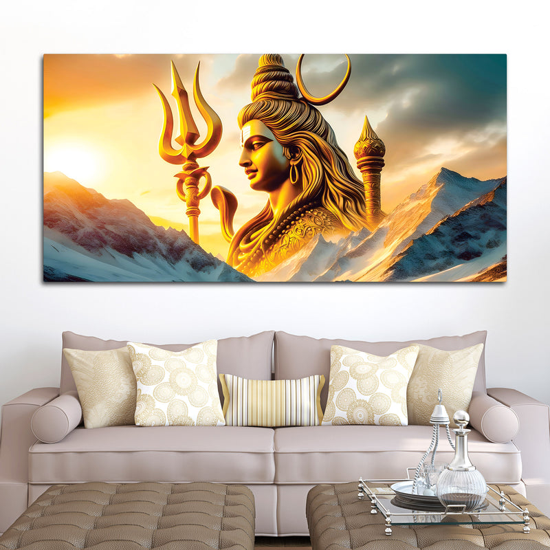 Elegant Lord Shiva Painting on Canvas for Wall Décor