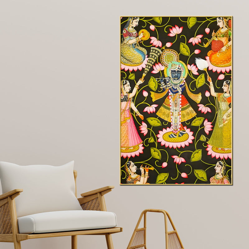 elegant-lord-shree-krishna-gopis-canvas-wall-painting