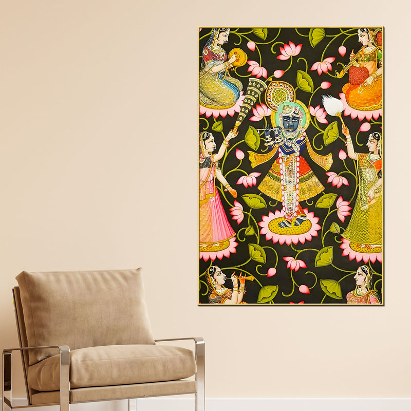 Elegant Lord Shree Krishna & Gopis Canvas Wall Painting