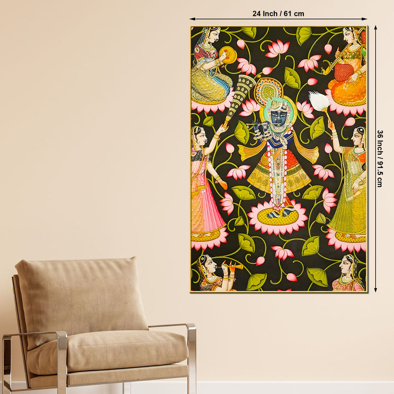 Elegant Lord Shree Krishna & Gopis Canvas Wall Painting
