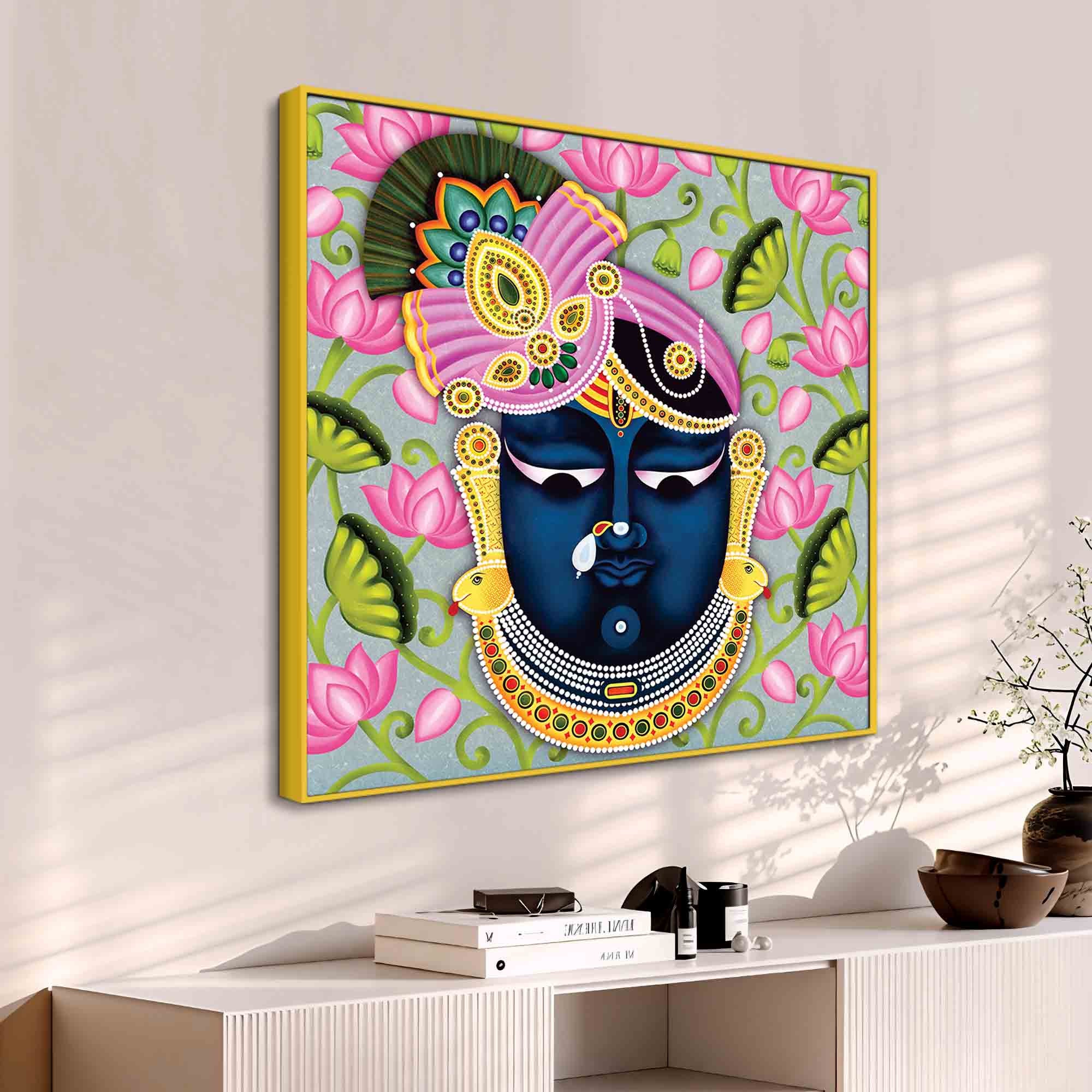 Elegant Lord Shrinath Ji Canvas Wall Painting | Spiritual Indian Wall Décor