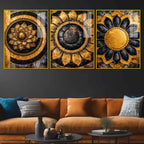 Elegant Lotus Bloom Floating Acrylic Wall Art Painting Set of 3