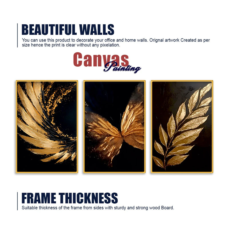 Elegant Luxury Canvas Wall Art Painting Set of Three