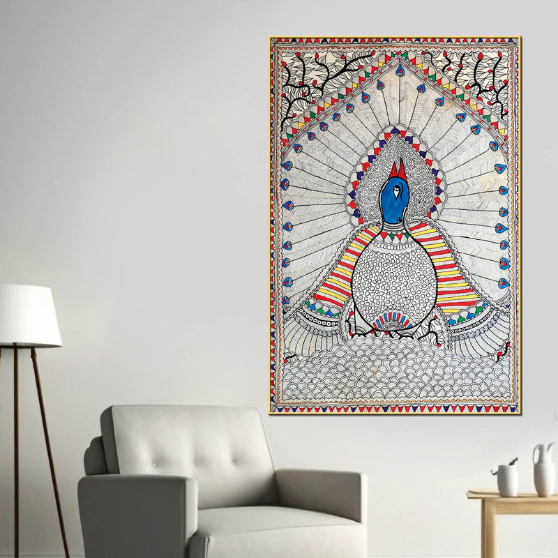 Elegant Madhubani Canvas Painting Traditional for Indian Wall Decor