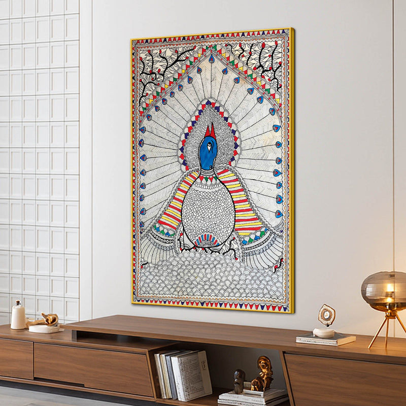 Elegant Madhubani Canvas Painting Traditional for Indian Wall Decor