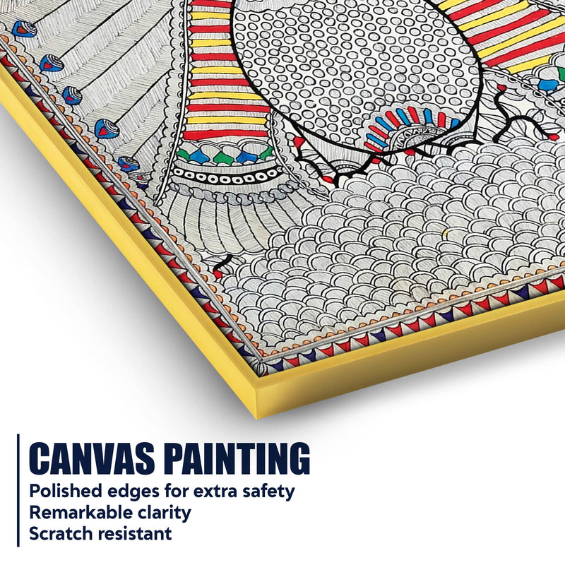 Elegant Madhubani Canvas Painting Traditional for Indian Wall Decor