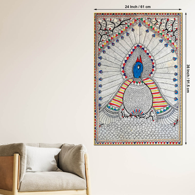 Elegant Madhubani Canvas Painting Traditional for Indian Wall Decor