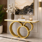 Luxury Marble Console Table with Gold Circle Base