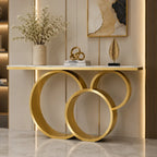 Luxury Marble Console Table with Gold Circle Base