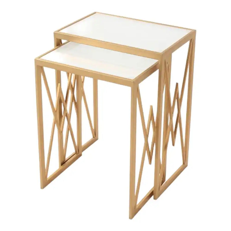 Elegant Marble Finish Nesting Table Set