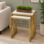Elegant Marble Finish Nesting Table Set