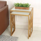 Elegant Marble Finish Nesting Table Set