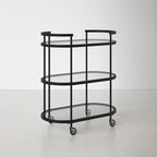 Elegant Modern Bar Cart Trolley with Black Steel Frame