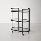 Elegant Modern Bar Cart Trolley with Black Steel Frame