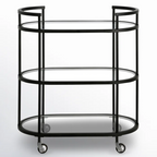 Elegant Modern Bar Cart Trolley with Black Steel Frame
