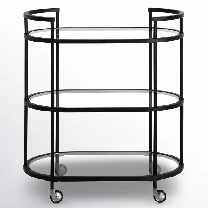 Elegant Modern Bar Cart Trolley with Black Steel Frame