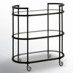 Elegant Modern Bar Cart Trolley with Black Steel Frame