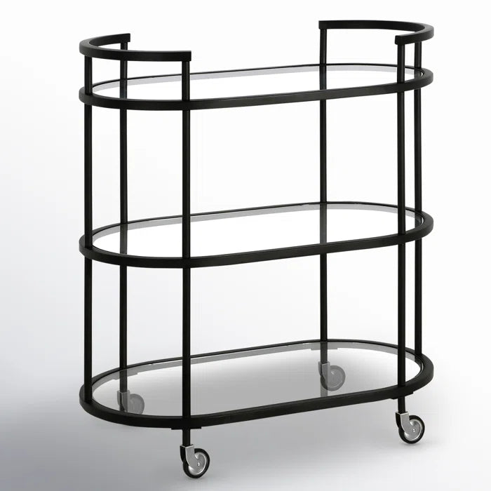 Elegant Modern Bar Cart Trolley with Black Steel Frame