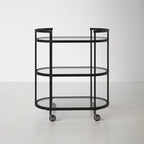Elegant Modern Bar Cart Trolley with Black Steel Frame