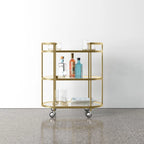 Elegant Modern Bar Cart Trolley with Golden Steel Frame