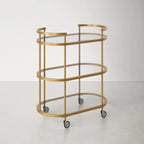 Elegant Modern Bar Cart Trolley with Golden Steel Frame