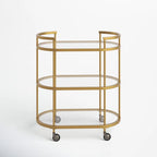 Elegant Modern Bar Cart Trolley with Golden Steel Frame