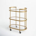 Elegant Modern Bar Cart Trolley with Golden Steel Frame