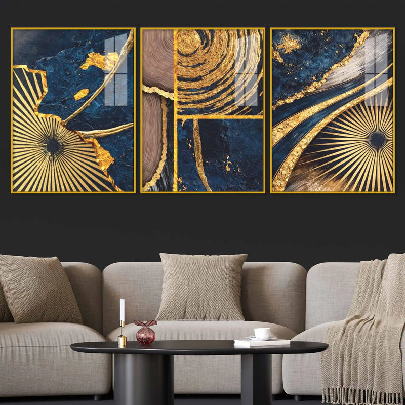 Elegant Modern Texture Acrylic Floating Painting Set of 3