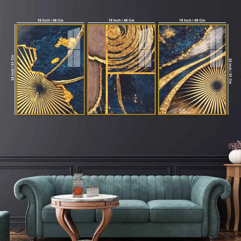 Elegant Modern Texture Acrylic Floating Painting Set of 3