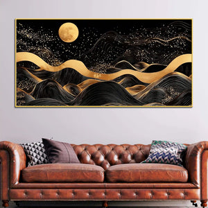 Elegant Moon Night Abstract Canvas Painting for Bedroom