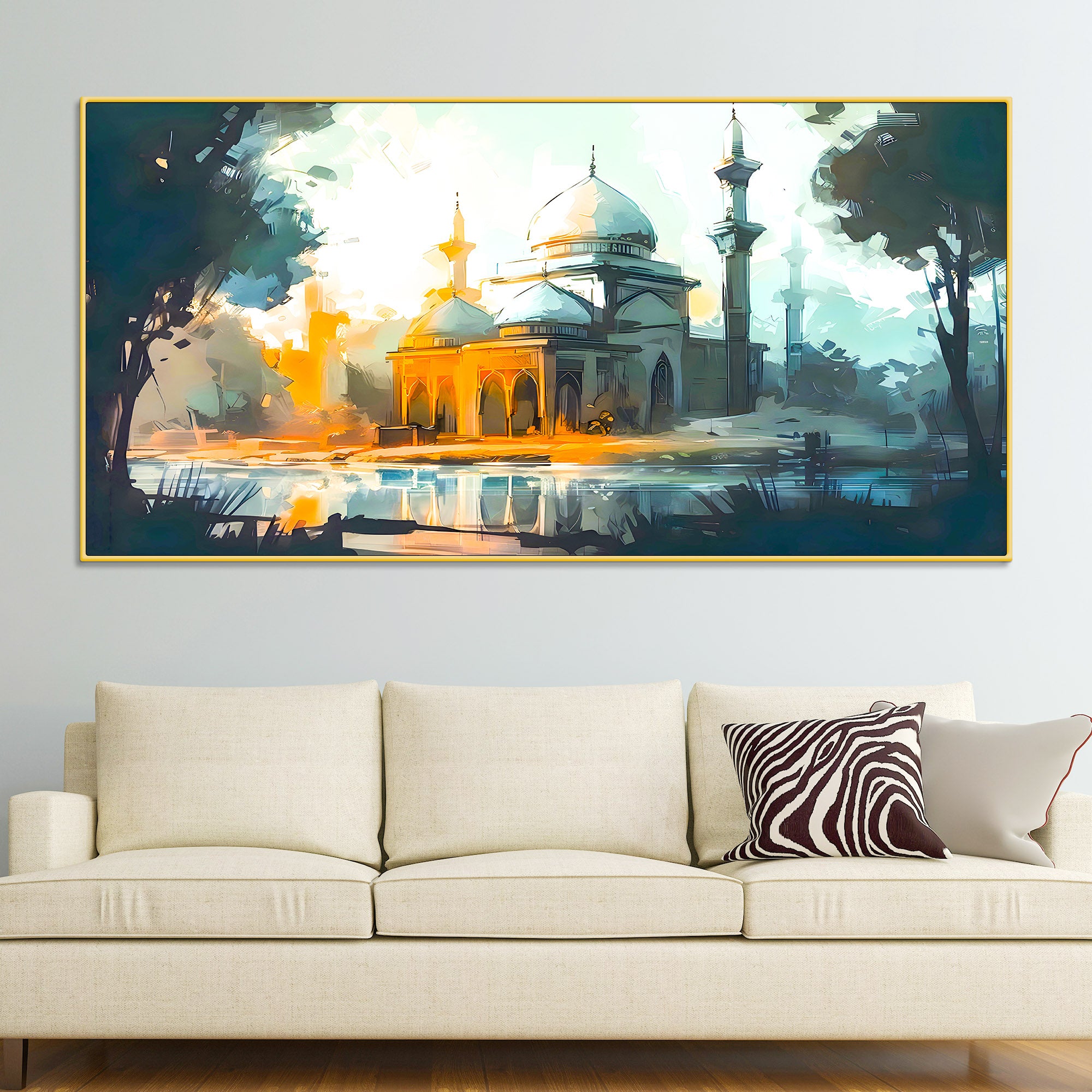 Elegant Mosque Wall Painting for Modern Home Interior