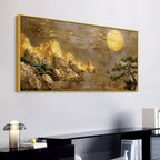 Elegant Mountain and Moon Canvas Wall Art Nature Painting