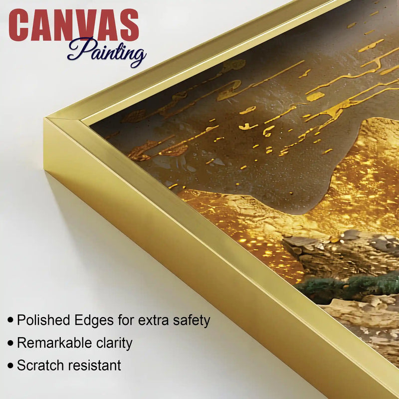 Elegant Mountain and Moon Canvas Wall Art Nature Painting