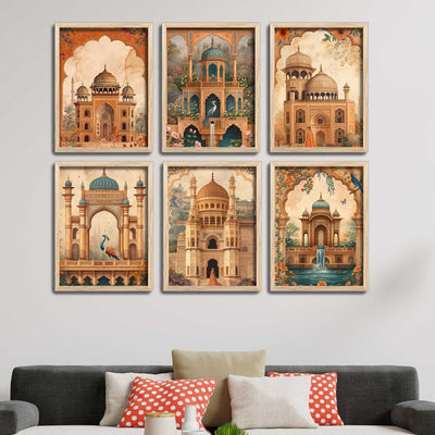 elegant-mughal-architecture-wall-frame-set-of-six