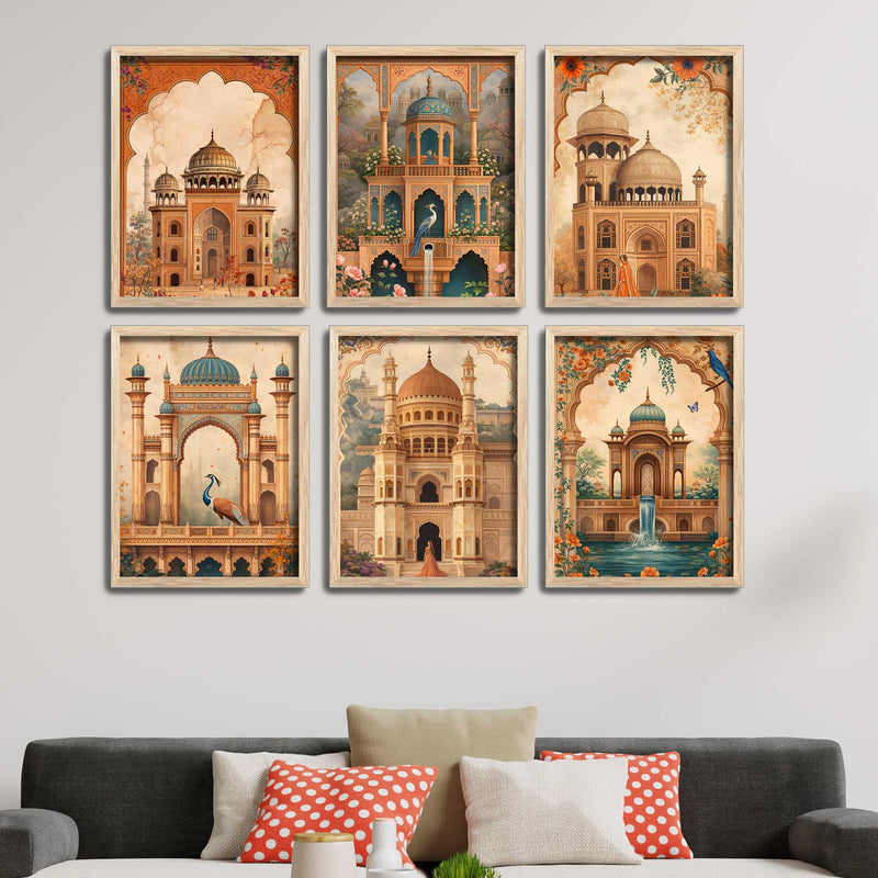 elegant-mughal-architecture-wall-frame-set-of-six