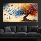 Elegant Nature Inspired Butterfly Tree Crystal Glass Wall Painting for Premium Interior Décor