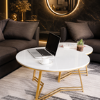 Elegant Nesting Coffee Table with White Marble Top