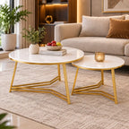 Elegant Nesting Coffee Table with White Marble Top