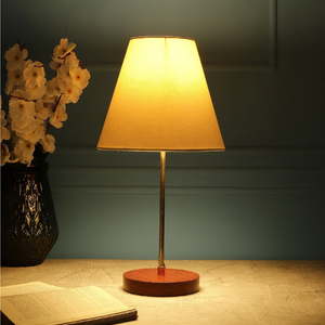 Elegant Night Lamp with Wooden Base Table Lamp White Shade