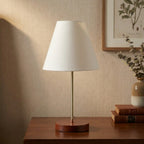Elegant Night Lamp with Wooden Base Table Lamp White Shade