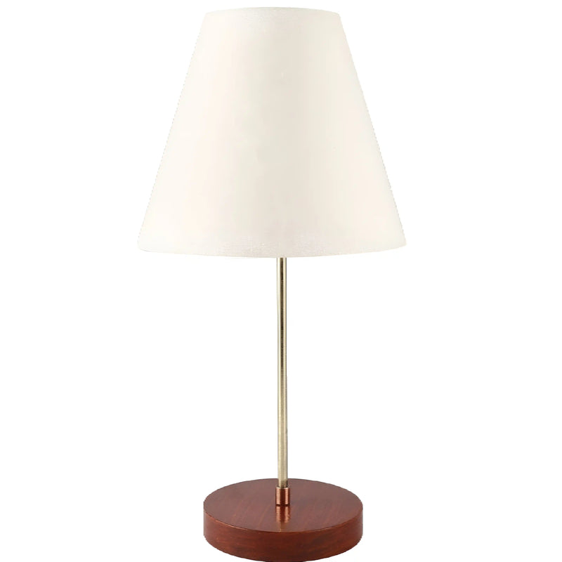 Elegant Night Lamp with Wooden Base Table Lamp White Shade