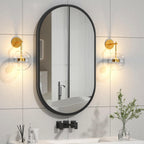 Elegant Oval Bathroom Mirror with Black Frame