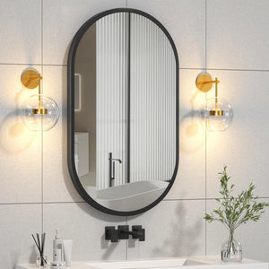 Elegant Oval Bathroom Mirror with Black Frame