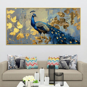 Elegant Peacock Abstract Canvas Wall Painting for Interiors