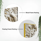 Elegant Peacock and Deer Garden Marble Effect 3D Textured Canvas Wall Painting