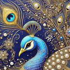 Elegant Peacock Painting Floating Frame Crystal Wall Painting