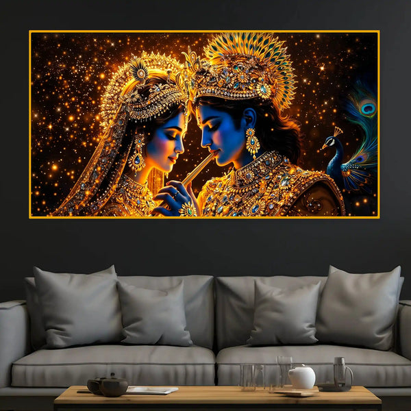Elegant Radha Krishna Crystal Glass Painting for Spiritual Home Décor